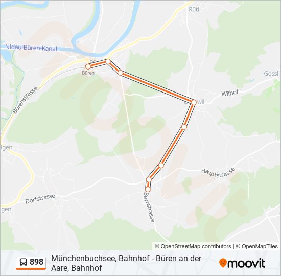 Plan de la ligne 898 de bus