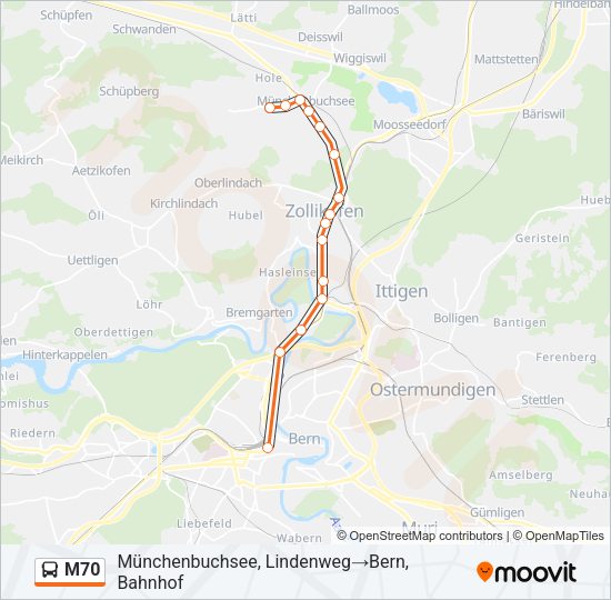 M70 Bus Line Map