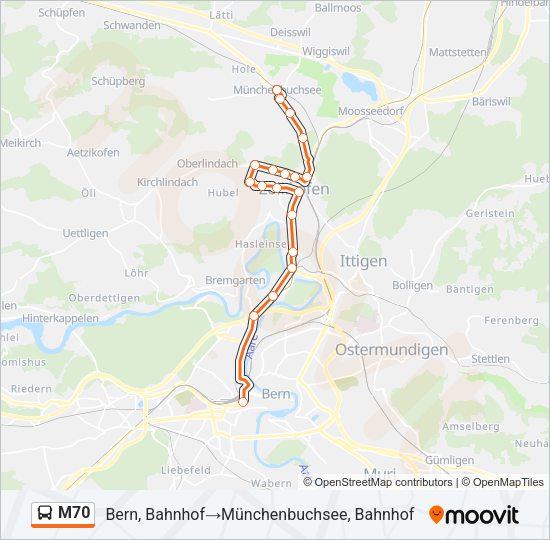 M70 Bus Line Map