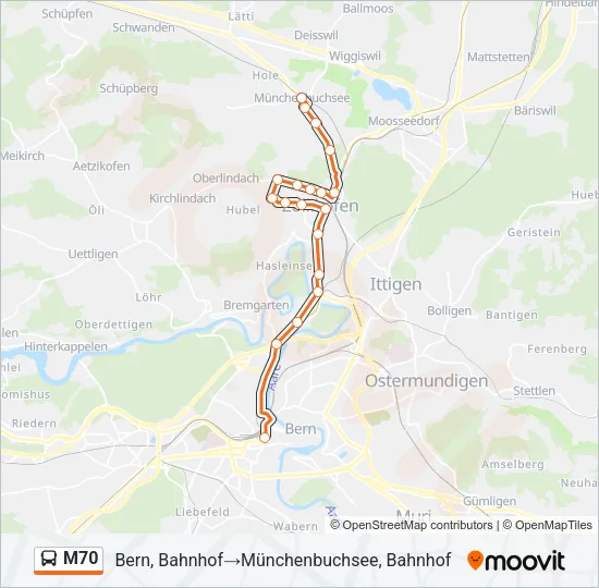 M70 Bus Line Map