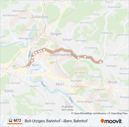 M72 Bus Line Map
