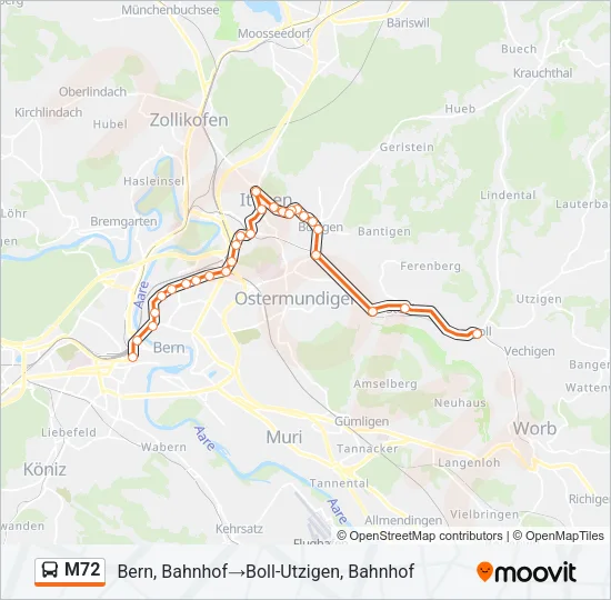 M72 Bus Line Map