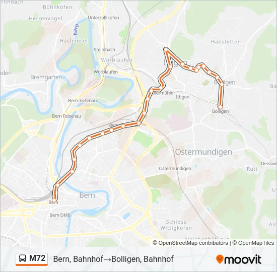 M72 Bus Line Map