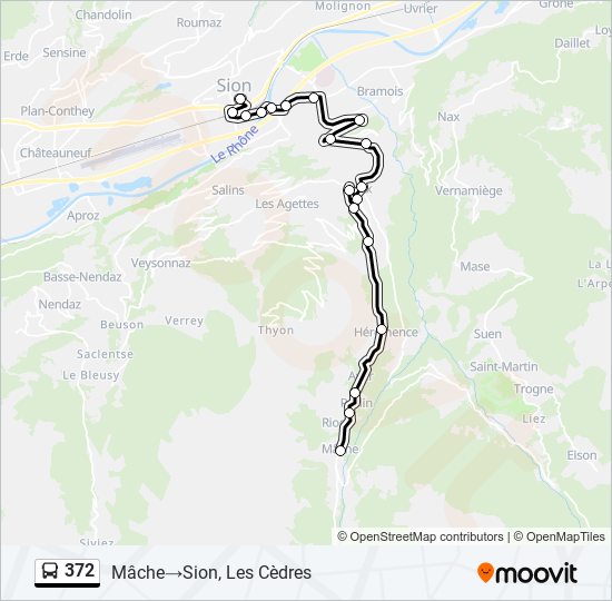 Plan de la ligne 372 de bus