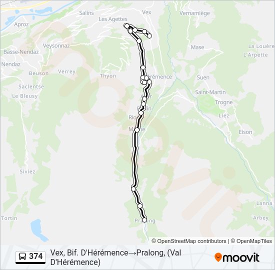 374 Bus Line Map