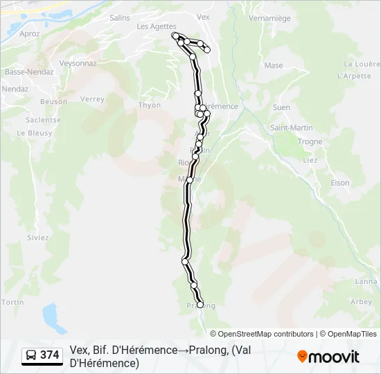 374 Bus Line Map