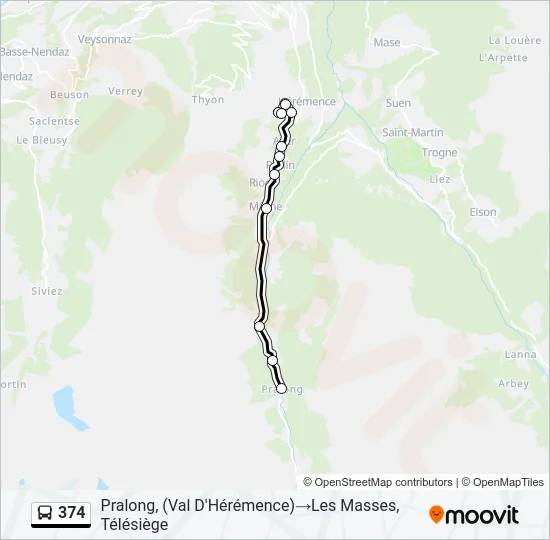 374 Bus Line Map