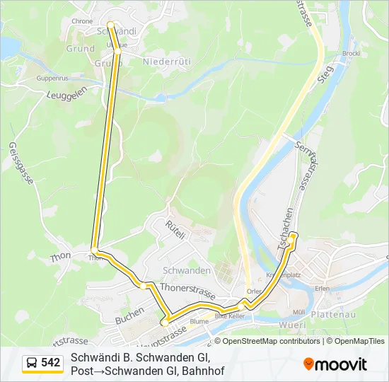 542 Bus Line Map