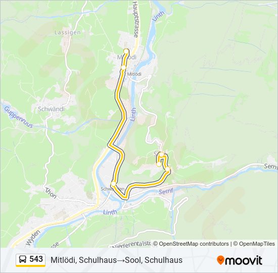 543 Bus Line Map