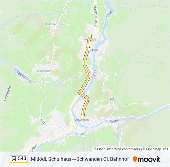 543 Bus Line Map