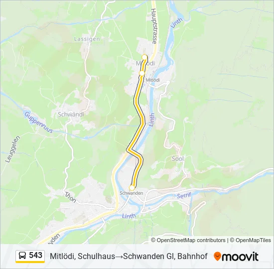 Plan de la ligne 543 de bus