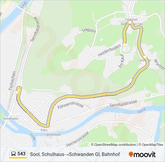 543 Bus Line Map