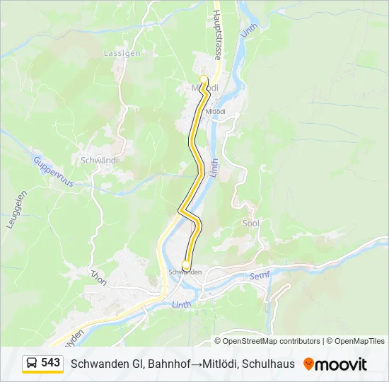 Plan de la ligne 543 de bus