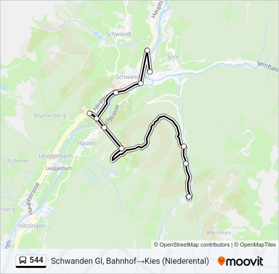 544 Bus Line Map