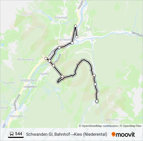 544 Bus Line Map
