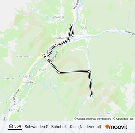 554 Bus Line Map