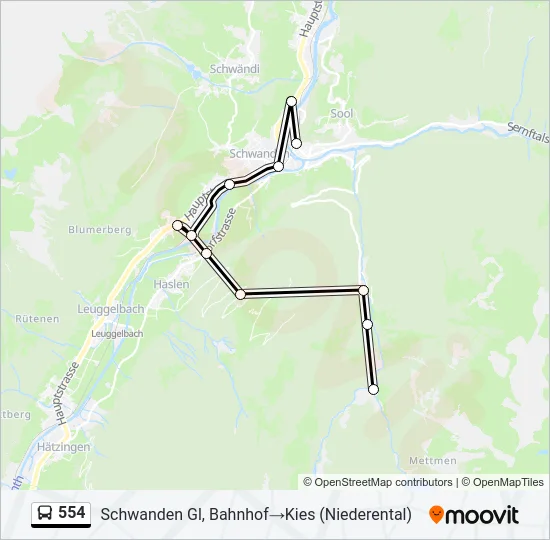 554 Bus Line Map