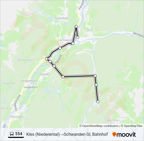 554 Bus Line Map