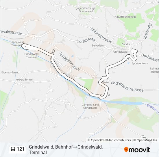 Plan de la ligne 121 de bus