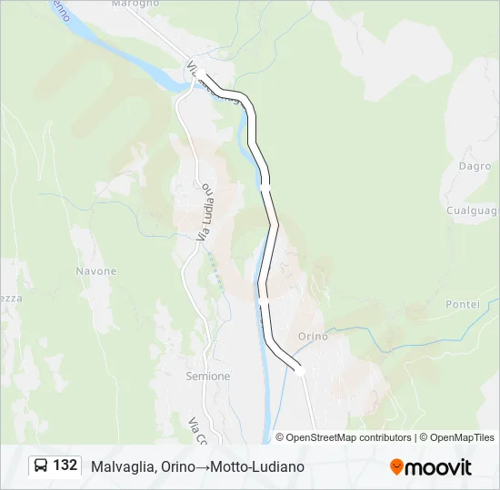 Plan de la ligne 132 de bus