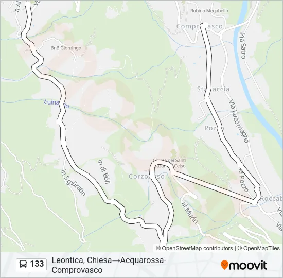 Plan de la ligne 133 de bus