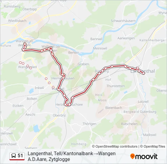 Plan de la ligne 51 de bus