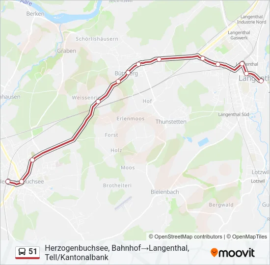 51 Bus Line Map