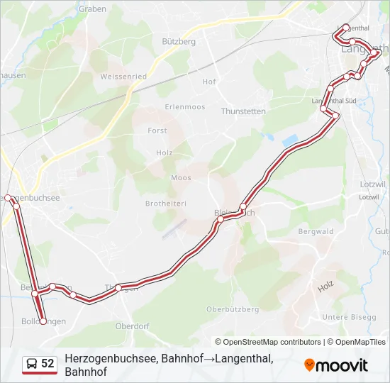 Buslinie 52 Karte