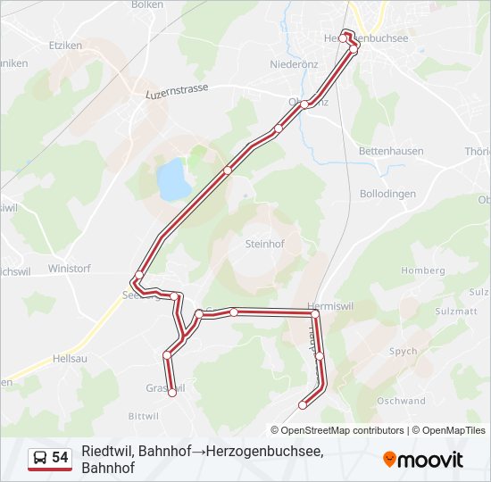 54 Bus Line Map