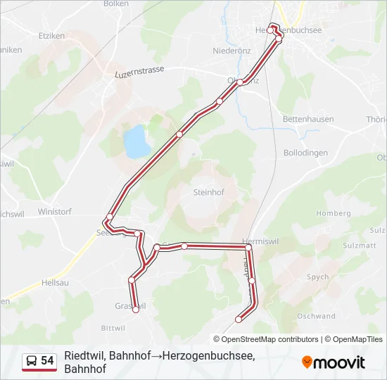 54 Bus Line Map
