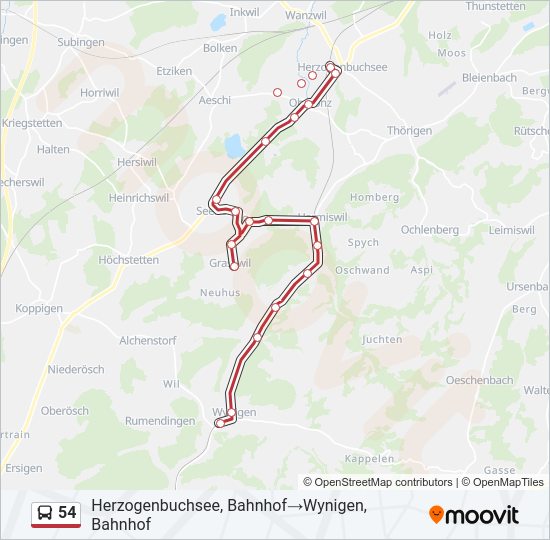 54 Bus Line Map