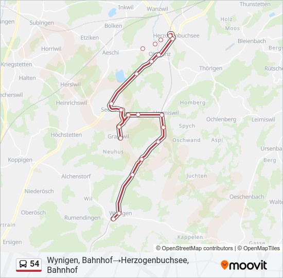 54 Bus Line Map
