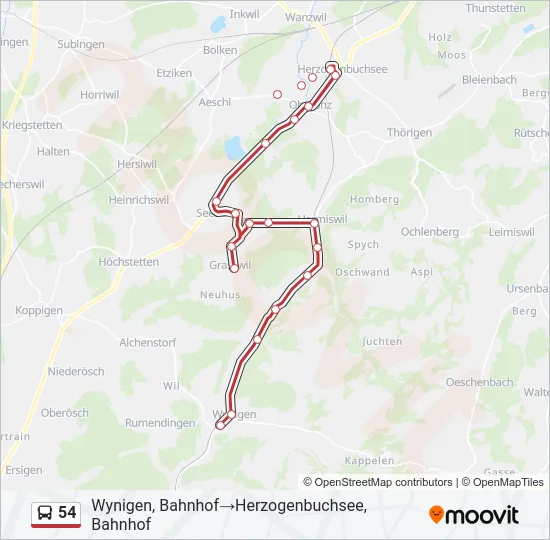 54 Bus Line Map