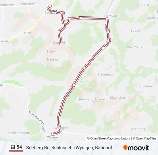 54 Bus Line Map