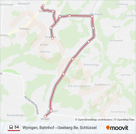 54 Bus Line Map