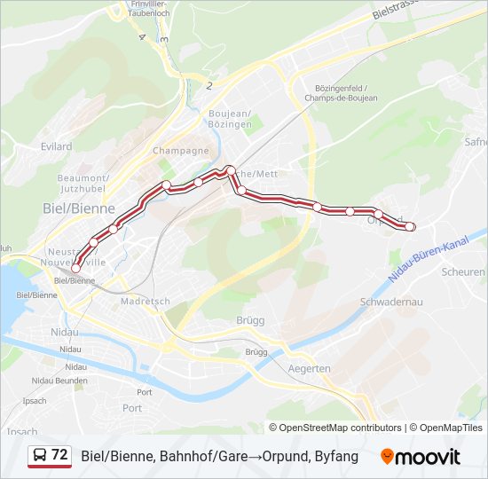72 Bus Line Map