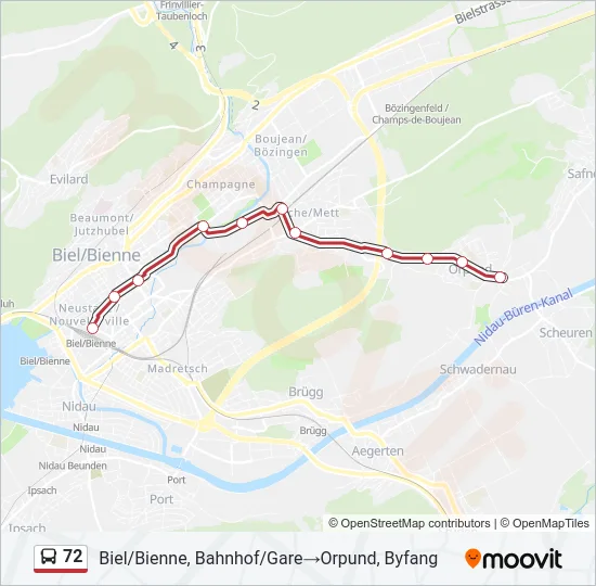 72 Bus Line Map