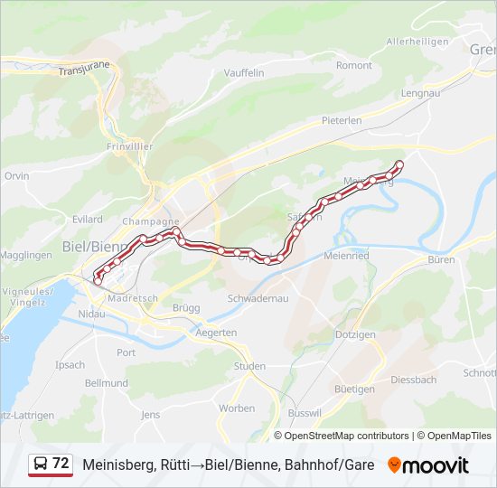 72 Bus Line Map