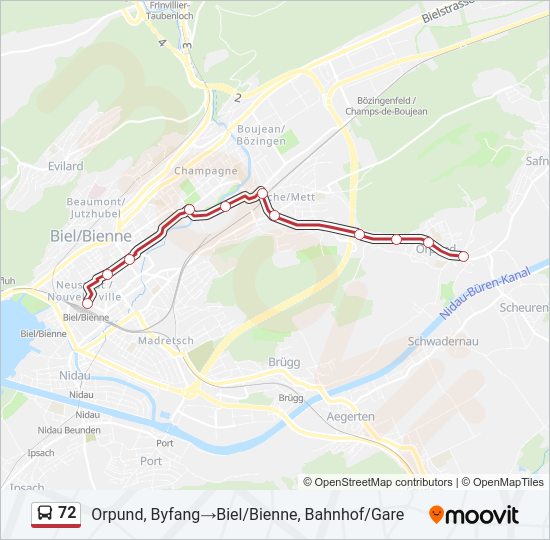 72 Bus Line Map