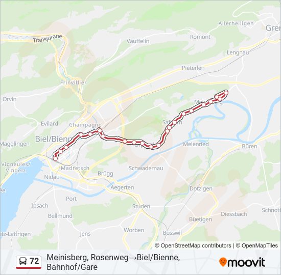 72 Bus Line Map