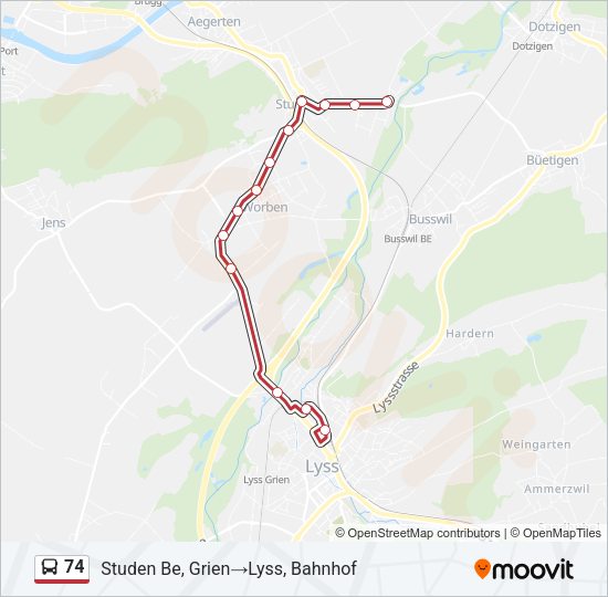 74 Bus Line Map