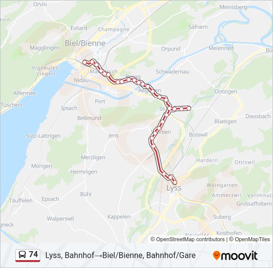 74 Bus Line Map
