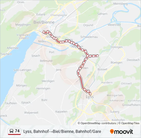 74 Bus Line Map