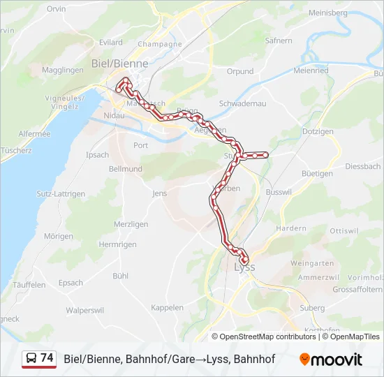 74 Bus Line Map