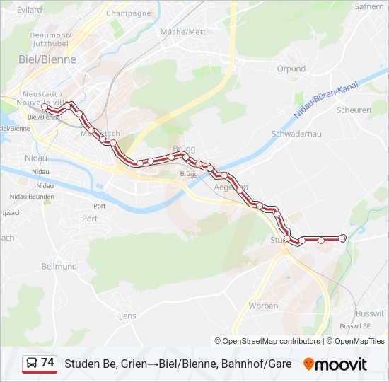 74 Bus Line Map