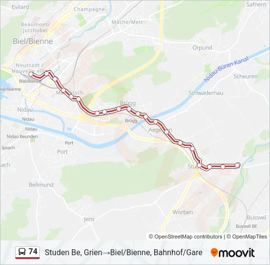 74 Bus Line Map