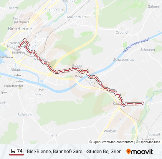 74 Bus Line Map