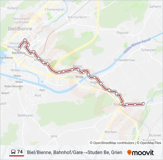 74 Bus Line Map