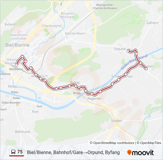 75 Bus Line Map