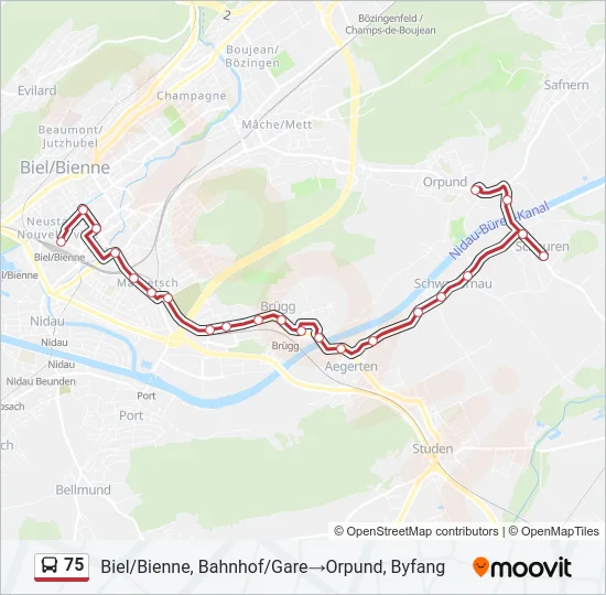 75 Bus Line Map